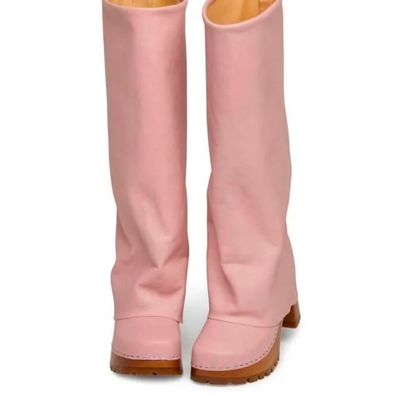 Swedish Hasbeens NWT Bootcut Knee Boot Pink🌸Super Fun Unique 🌈♥️ - Picture 3 of 11